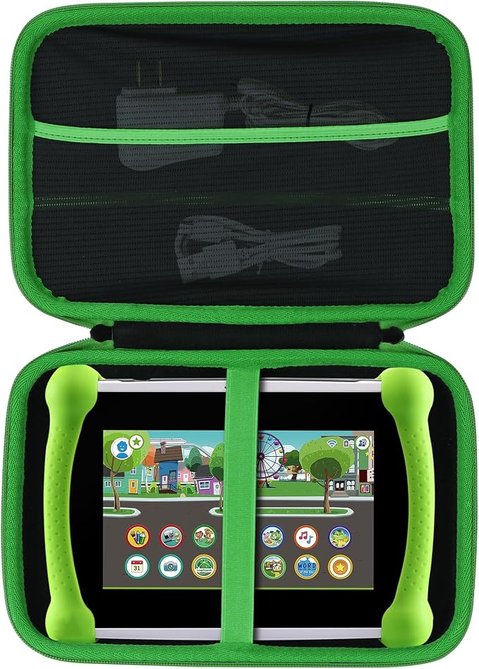 Lebakort Storage Case Compatible with Leapfrog LeapPad Academy/LeapPad Ultimate/Epic Academy Edition 7-Inch Touchscreen Learning Tablet (Black + Green Case)