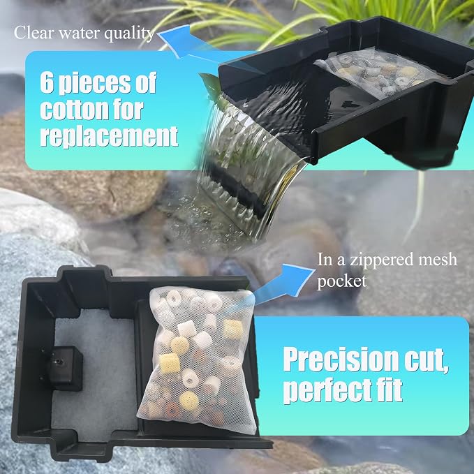 7PCS Pond Filter Media for Pond BOSS Waterfall Spillway, 6 Koi Pond Filter Pad