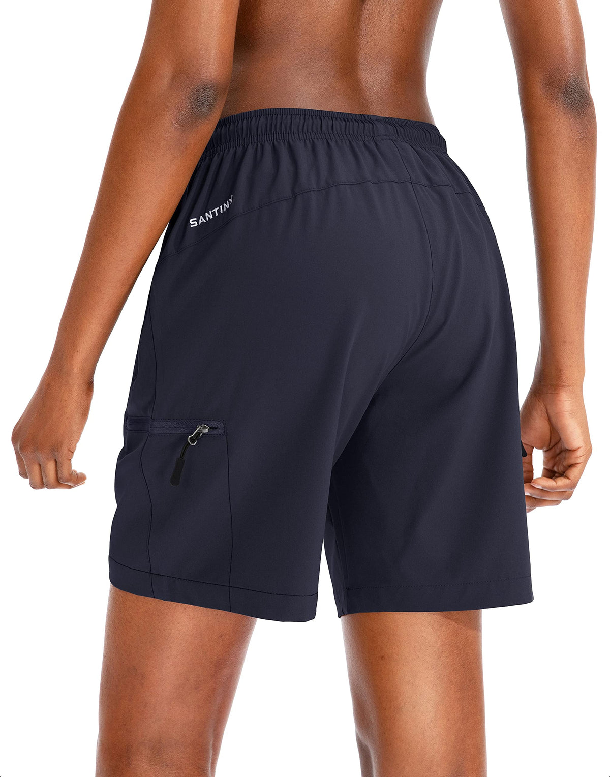 SANTINY Women's 5''/ 7''/9'' Hiking Cargo Shorts Quick Dry Lightweight Summer Shorts for Women Athletic Golf Zipper Pockets(Navy_M)