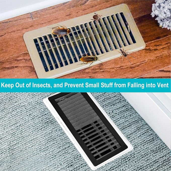 Magnetic Floor Register Vent Covers, 4 x 14 Inch Air Vent Filter Mesh, Sticky