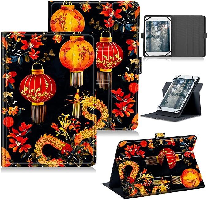 for Walmart Onn 10.1 2024 Onn 10.1 Gen 4 Universal Tablet Case 360 Degree Rotating Kickstand Protective Stand Case with Multiple Viewing PU Leather Shell Case Black Book Cat