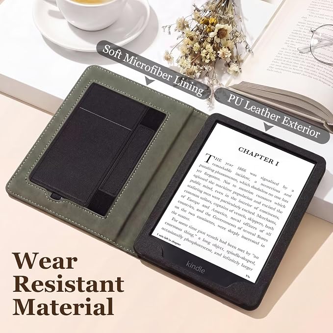 Fancity Case for Kindle Paperwhite 7/6.8 12th/11th Generation 2025 2024 | PU Leather Case with Auto Wake/Sleep Hand Strap for Kindle Paperwhite/Colorsoft Signature Edition 2021 Monet's Garden