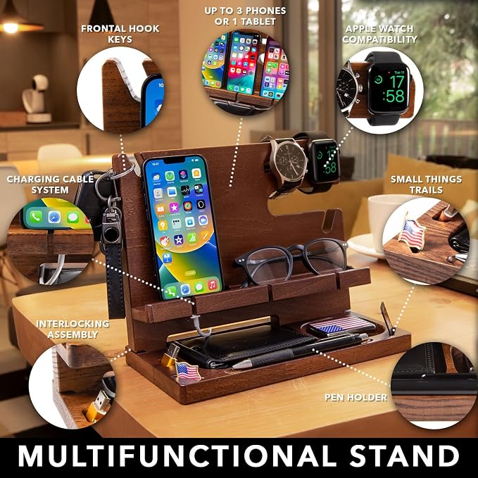 Greta Oto Wooden Personalized Docking Station gift for men Fathers Day Gift Personalized Gifts