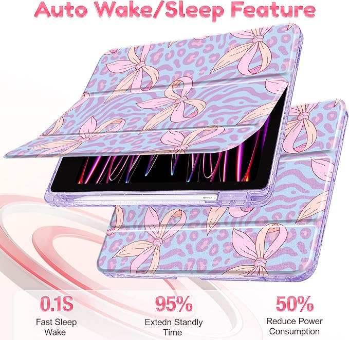Case for iPad 9th/ 8th/ 7th Generation 10.2-Inch Case(2021/2020/2019 Release) Glitter Tablet Cases with Transparent Acrylic Back+Trifold Stand+Pencil Holder+Auto Wake/Sleep Bows-Stripe
