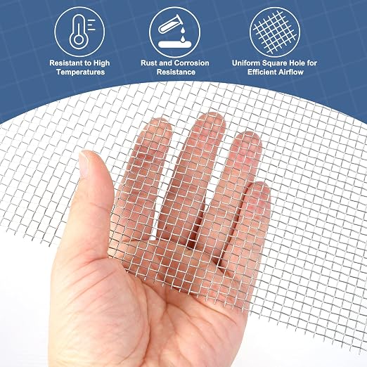 uxcell 6 Mesh 118" x 10" Woven Wire Mesh, 316 Stainless Steel Air Vent Filter