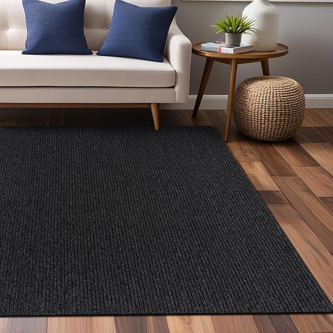 Non Slip Dark Gray Solid Rubber Back Thing Rug for Living Room 4x6 Area Rugs for Kitchen, Rugs for Bedroom, Stain Resistant Easy Cleaning Non Shedding Carpet Dark Gray 4 x 6