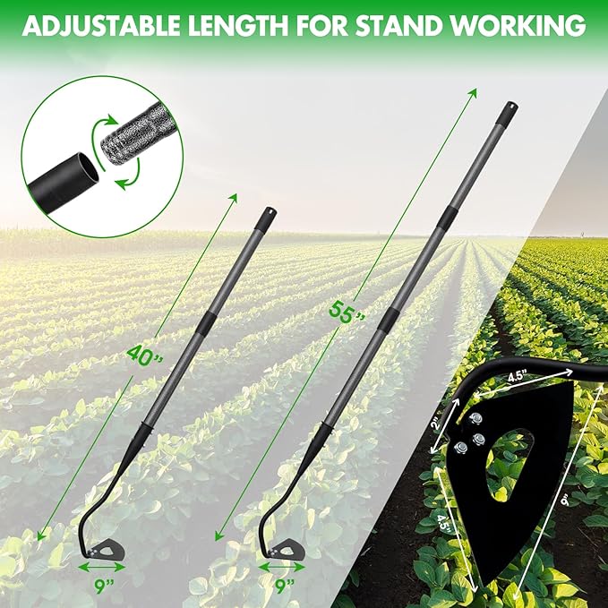 Hoe Garden Tool, Hollow Hoe Gardening Weeding Tool, 55" Long Handle Heavy Duty Manual Weeder Gardening Hand Tools for Weeding, Digging, Loosening Soil