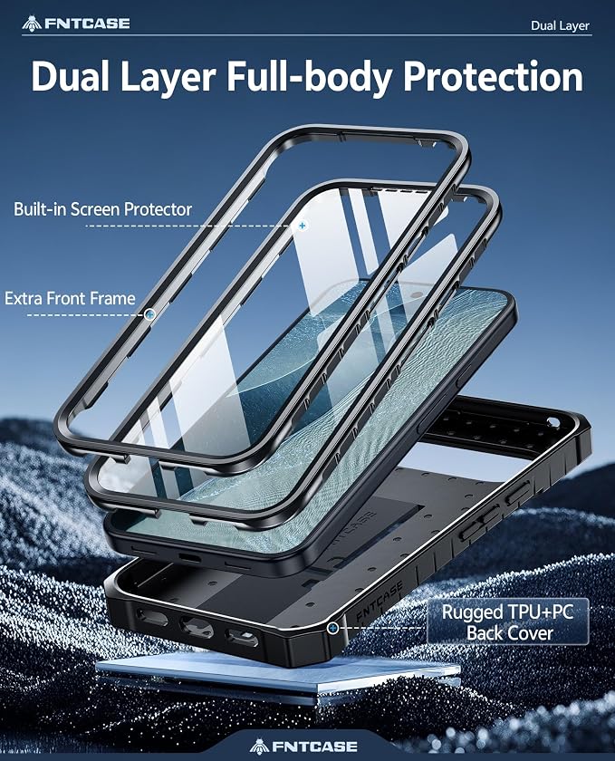 FNTCASE for 11 Pro XL Case Rugged Kickstand 2 Front Frames Black | Built-in Screen Protector 20FT Military-Grade Drop Protection Rugged Heavy Duty Shockproof Full Body Protective Cover