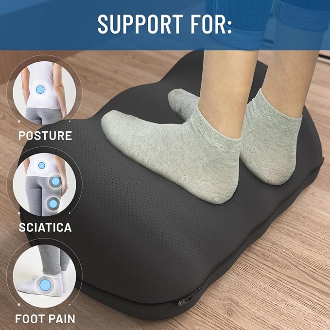 Everlasting Comfort Seat and Back Cushion with Foot Rest Bundle – Memory Foam Support for Tailbone, Sciatica, and Posture Relief in Office, Gaming, or Home Use