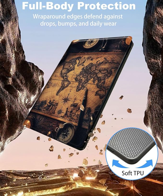 for iPad 11th Generation (A16 2025) 11 / iPad 10th Gen 10.9 2022 Case 360° Rotating PU Leather Stand Cover with Auto Sleep/Wake Shockproof TPU Backl Raccoon Perched