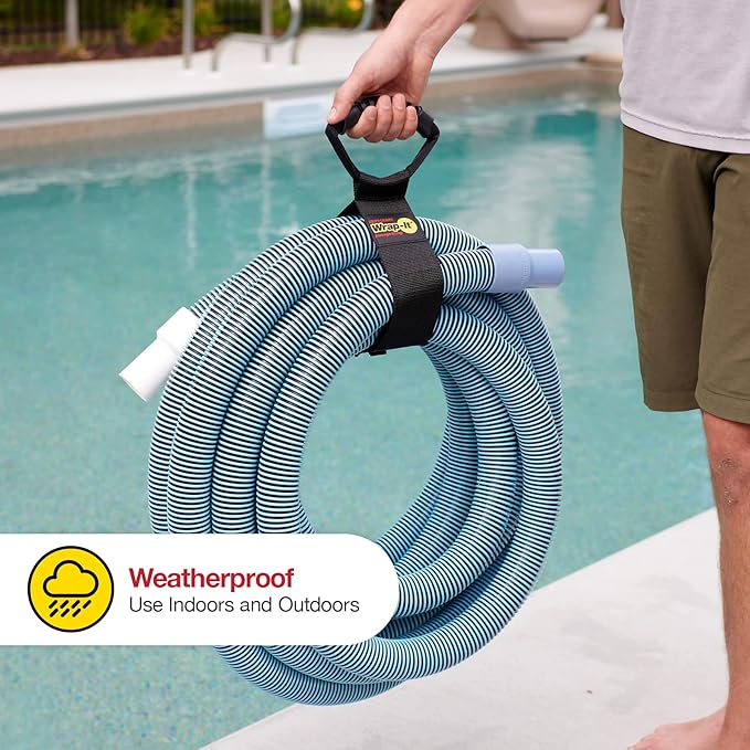 Easy-Carry Wrap-It Storage Straps - 28” (2-Pack) – Heavy-Duty Hook and Loop Extension Cord Carrying Strap, Hanger, Keeper, Organizer with Handle for Pool, Boat, RV, Garden Hoses, Cords, and Cables