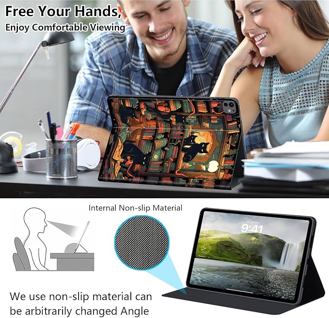 Case for iPad Air 11-inch (M4 2026 / M3 2025 / M2 2024) iPad Air 5th/4th Gen (2022/2020) 10.9 Slim PU Leather Folio Stand &amp Auto Sleep/Wake Protective Smart Cover Tree Fluorescent
