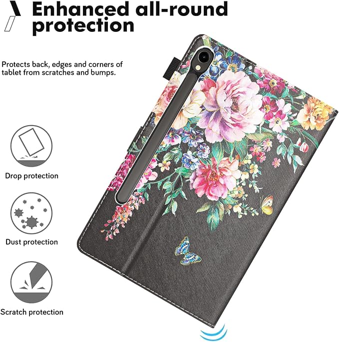 Case for Samsung Galaxy Tab S10 Lite/ S10 FE/ S9 FE 10.9 InchX400/X520/X510 Auto Wake/Sleep Premium PU Leather Folding Stand Cover with Pen Holder &amp Multiple Viewing Angles - Beach