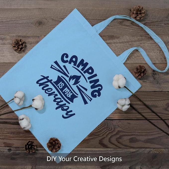TOPDesign 24-Pack Economical 16"x15" Baby Blue Cotton Tote Bag, Lightweight Medium Reusable Grocery Shopping Cloth Bags, Suitable for DIY, Advertising, Promotion, Gift, Activity