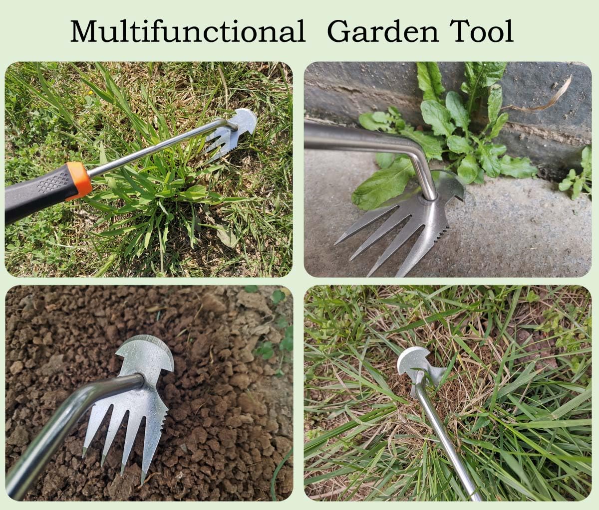 Weed Puller Tool,Garden Weed Remove Tool, Stainless Steel Hand Weeding Tool, Weeding Artifact Uprooting Weeding Tool for Vegetable Backyard Farm Planting and Weeding (Rubber Handle)