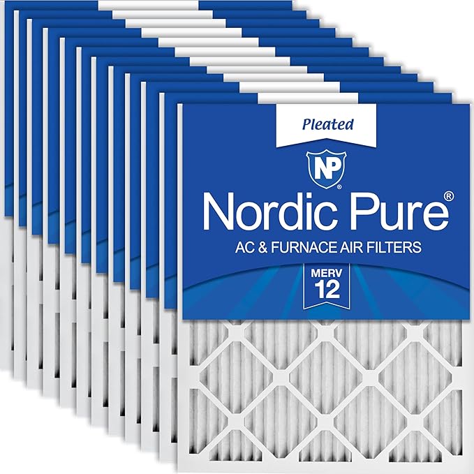 Nordic Pure 16x25x1 Pleated MERV 12 Air Filters 12 Pack
