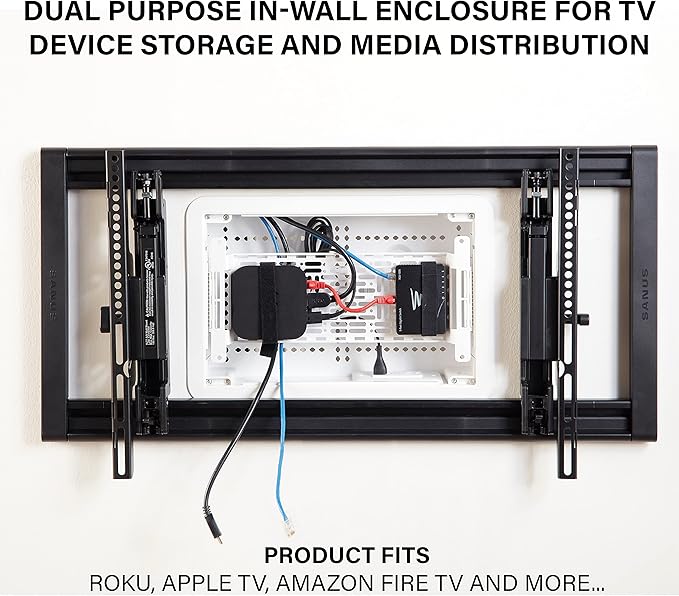 Legrand - OnQ Cable Management, In-Wall Media Box, Dual Purpose Structured Wiring Enclosure with Mounting Bracket, Home Networking Panel, 9 inch, White, ENP0905NAV1