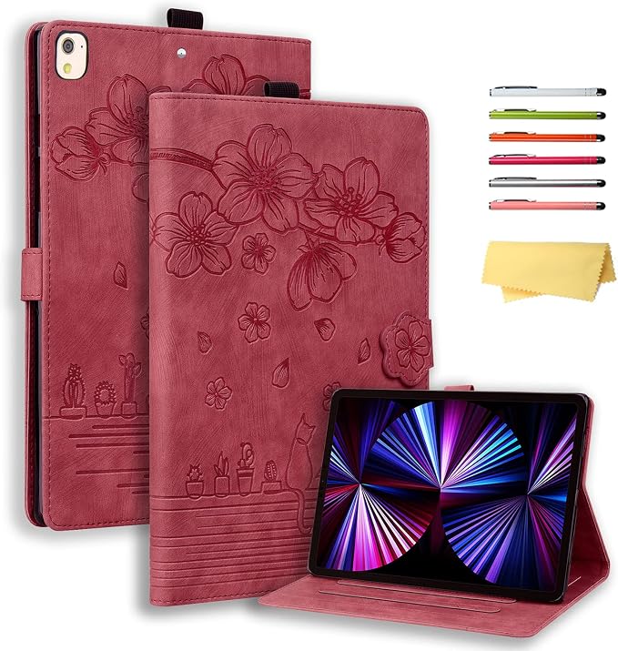 for Apple iPad 10.2 Case 9th/8th/7th Generation Cover (2021/2020/2019) with Auto Wake/Sleep Ultra Thin Lightweight Trifold Stand Folio PU Leather &amp Hard Back Hybrid Cover Almond Blossom