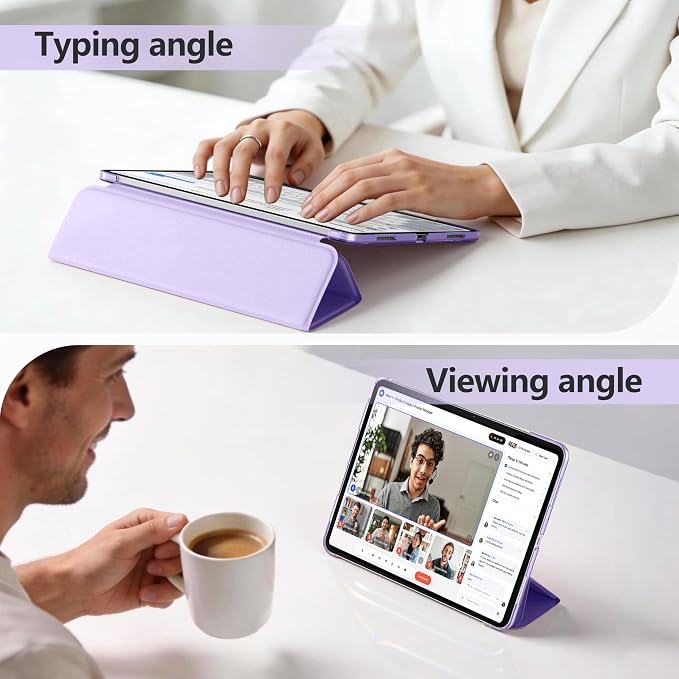 for iPad Air 13 Inch Case M4/M3/M2(2026/2025/2024) Lavender | Slim Trifold Stand Protective Cover with Translucent Hard Back for iPad Air 13 Case Support Touch ID Auto Wake/Sleep