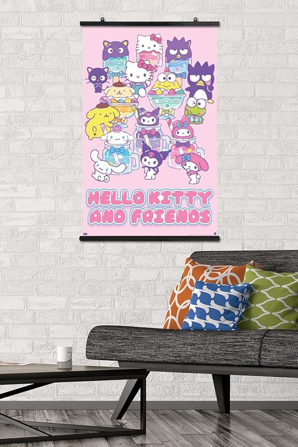 Trends International Hello Kitty and Friends: 24 Summer Fresh - Group Wall Poster, 34L x 22.4W, Poster & Clip Bundle