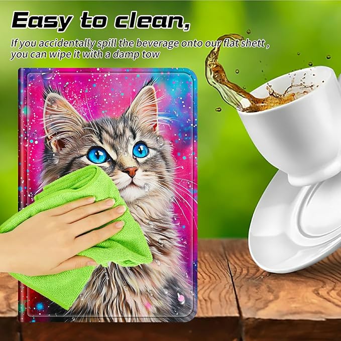 for Walmart Onn 10.1 2024 Onn 10.1 Gen 4 Universal Tablet Case 360 Degree Rotating Kickstand Protective Stand Case with Multiple Viewing PU Leather Shell Case Black Book Cat
