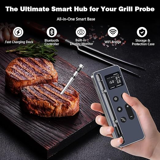 Smart Wireless Meat Thermometer with Display Base, WiFi & App