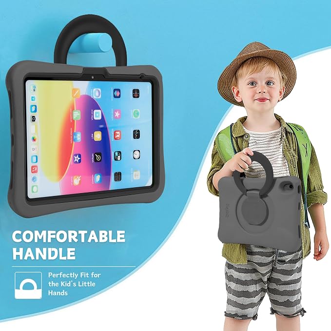 Kids Case for iPad Shockproof Cover for 11-inch iPad Air M4 (2026) / M3 (2025) / M2 (2024) 11” Lightweight Full Body Protective Case with Foldable Handle/Stand (Blue+Green)