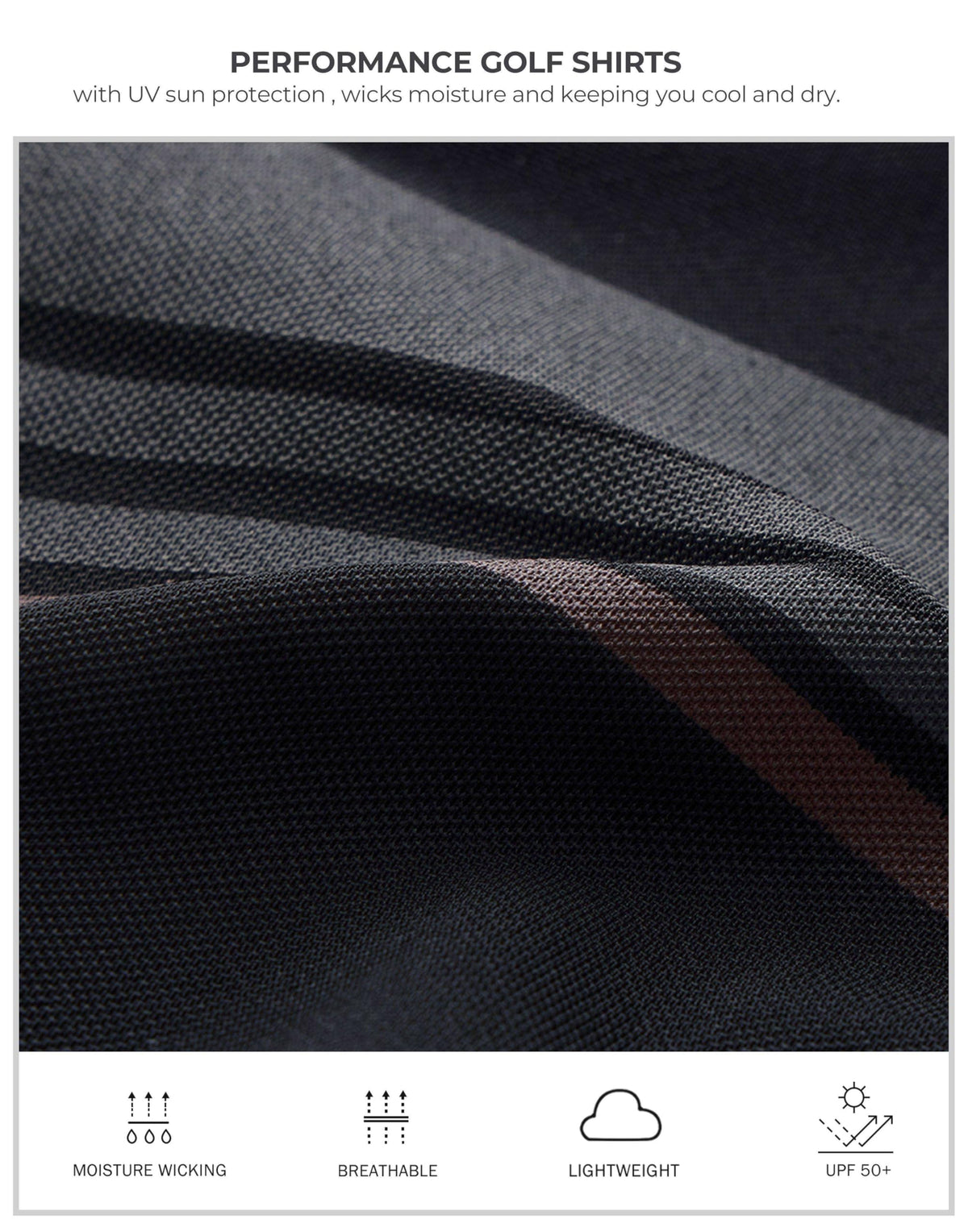 Men's Golf Polo Shirts Dry Fit Short Sleeve Shirt, Black Parallelogram, 2XL