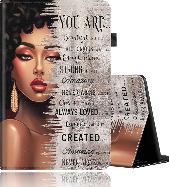 Case Fits All-New Amazon Kindle Fire HD 10 &amp 10 Plus Tablet (13th/11th Generation 2023/2021 Release) 10.1 Durable Shockproof Protective Cover with Auto Wake/Sleep，Black Woman Queen Afro Design