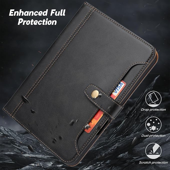 Flip Case for Apple iPad 10.2 9th 8th 7th Generation 2021/2020/2019 Pencil Holder Smart Cover Auto Sleep Wake Protective Documents Pocket Stand Snap Closure Case for iPad 10.2 Inch Black