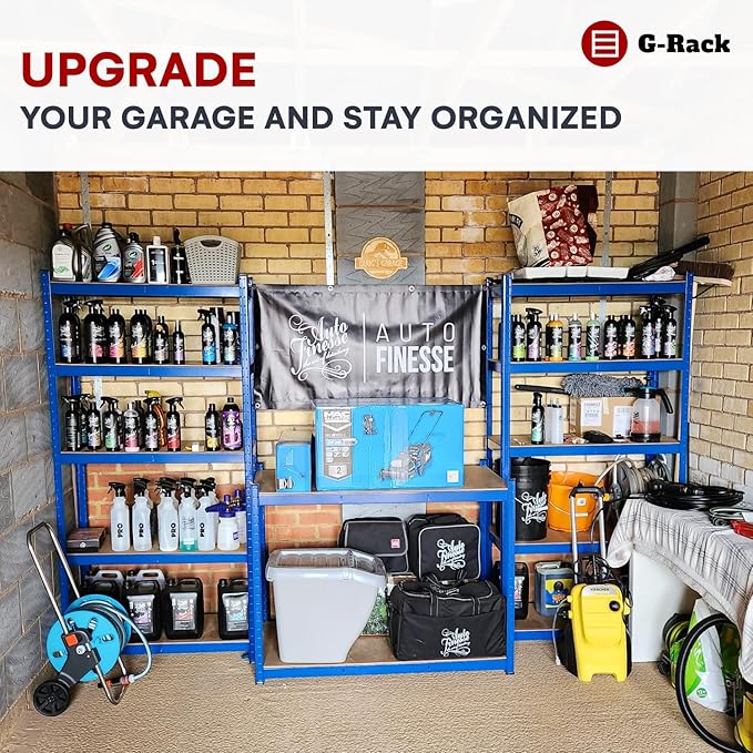 Garage Shelving Units - 71" H x 35" L x 12" W - Heavy Duty Racking - Shelves for Storage -1 Bay - Blue - 5 Tier - 2000LB Capacity (400LB Per Shelf) - Workshop, Shed, Office - 5 Year Warranty