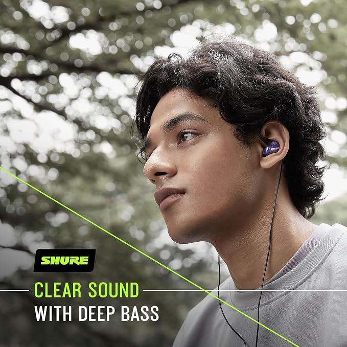 Shure SE215 PRO Sound Isolating Wired Earbuds - Black | Professional in-ear monitors with deep bass single dynamic driver secure fit detachable cable and carrying case