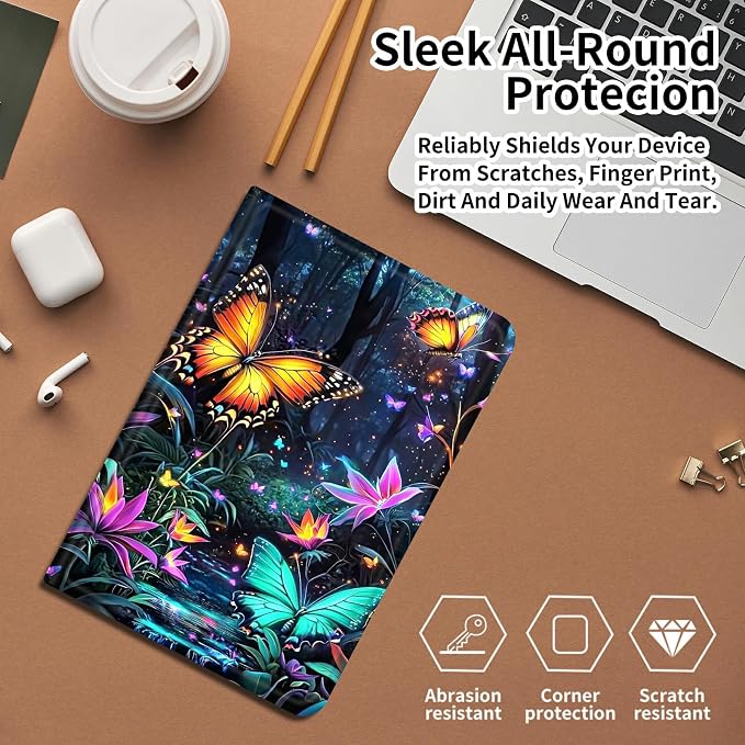 DIGTIALLL Case for Amazon Kindle Fire 7 Inch Tablet (9th/7th/5th Generation 2019/2017/2015 Release) PU Leather Smart Protective Cover with Auto Sleep/WakeBeach Palm Trees