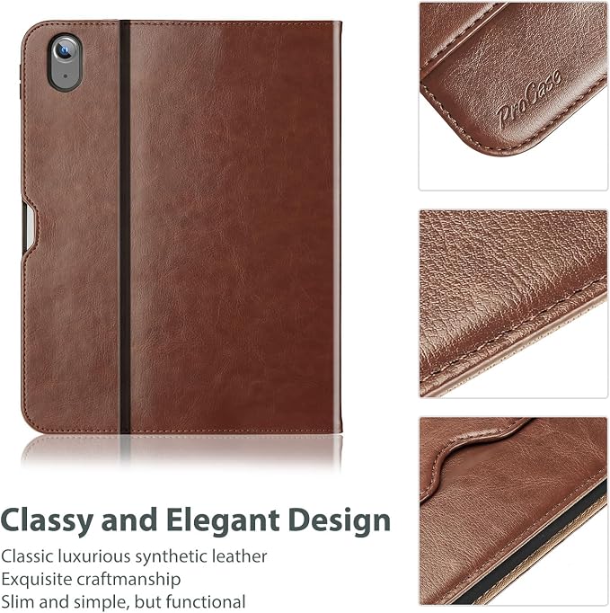 ProCase for iPad A16 11th Generation 11” 2025/iPad 10th Generation 10.9” 2022 with Pencil Holder iPad 11/10 PU Leather Case Business Stand Cover Smart Folio with Hand Strap Front Pocket -Berrypurple