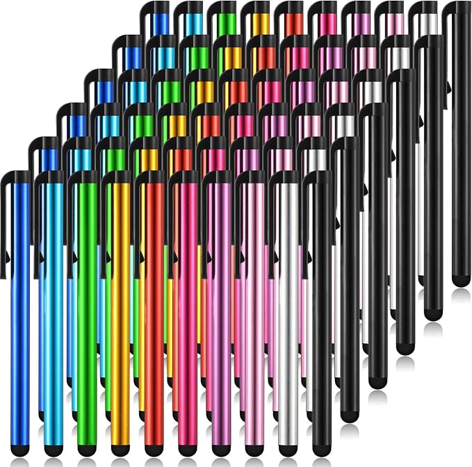 Outus 60 Pieces Stylus Pens Slim Capacitive Stylus Touch Pens for Universal Touch Screens Devices Compatible with iPhone iPad Tablet (10 Colors)