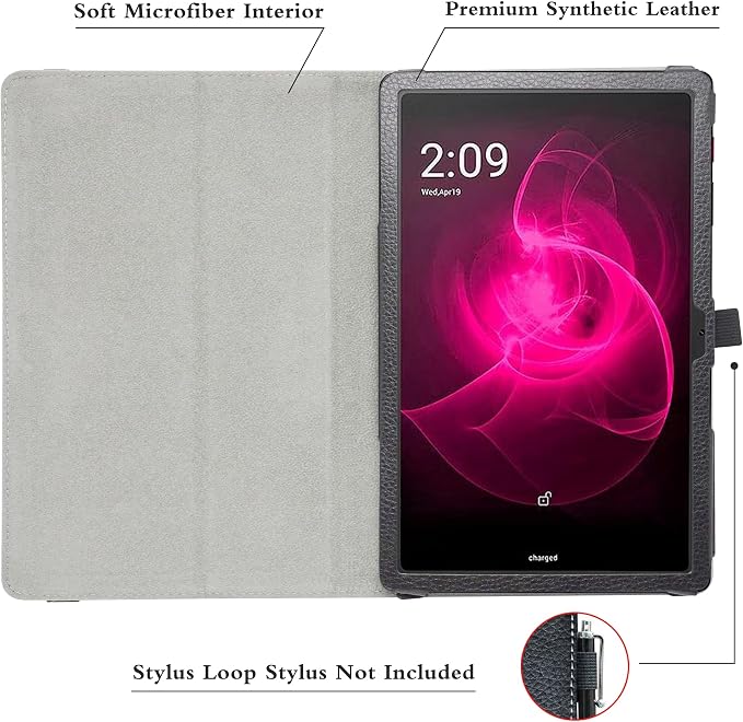 Bige for T-Mobile REVVL TAB 5G CasePU Leather Folio 2-Folding Stand Cover for T-Mobile REVVL TAB 5G 10.36 Inch TabletBlack