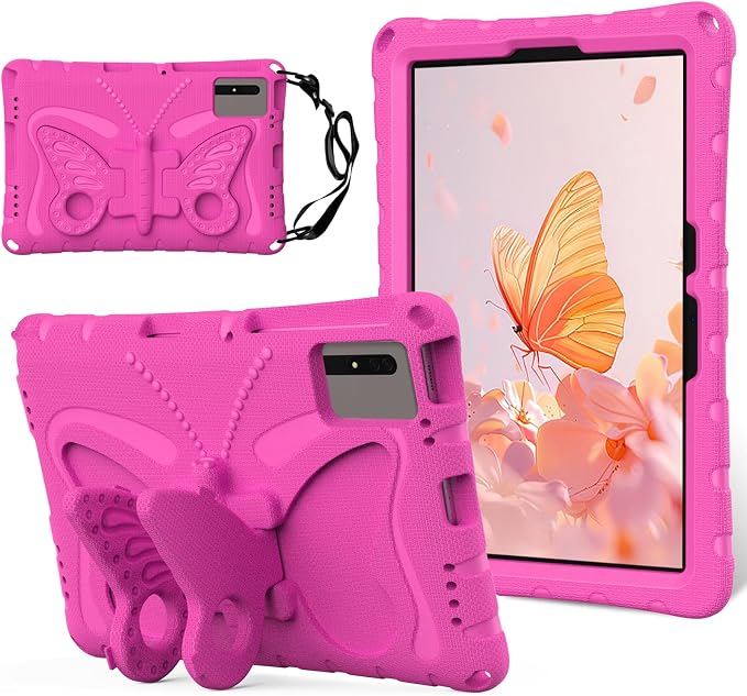 for Samsung Galaxy S9/S9FE/S8/S7 11 Butterfly Wings Kickstand Kids Girl Tablet Case EVA Material Light Weight Shockproof Kids Case for Lenovo M11 Xiaomi PDA 5/6 Redmi Pad SE (Blue)