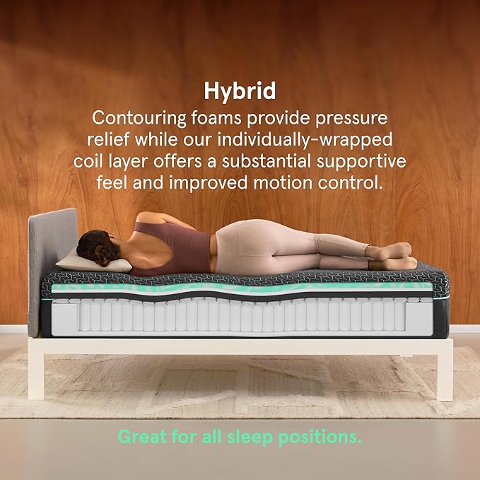 Tuft & Needle Kin Medium Plush 10" Twin XL Hybrid Mattress, Cooling, Pressure Relief, and Individually-Wrapped Coils, 100 Night Trial, Fiberglass-Free, CertiPUR-US, 10-Year Limited Warranty