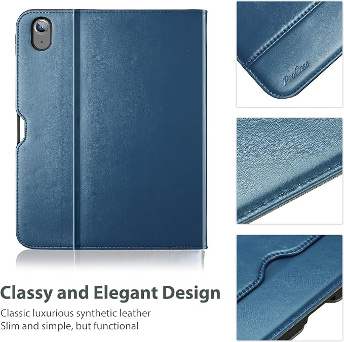 ProCase for iPad A16 11th Generation 11” 2025/iPad 10th Generation 10.9” 2022 with Pencil Holder iPad 11/10 PU Leather Case Business Stand Cover Smart Folio with Hand Strap Front Pocket -Berrypurple