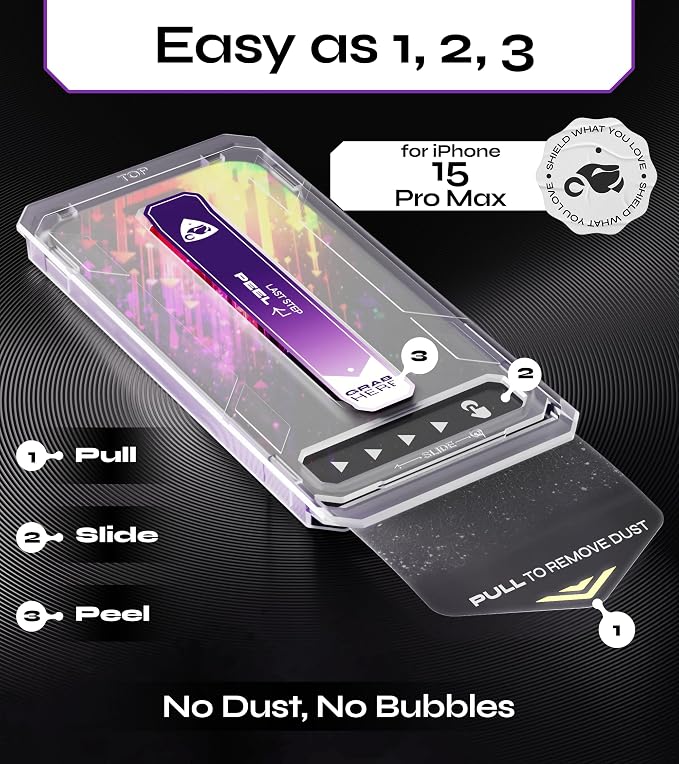 Defenslim for iPhone 15 Pro Max Privacy Screen Protector (2Pack) Easy Auto-Dust &amp Align Install Kit 6.7 Tempered Glass 9H Hardness Privacy Protection Case Friendly SpyShield