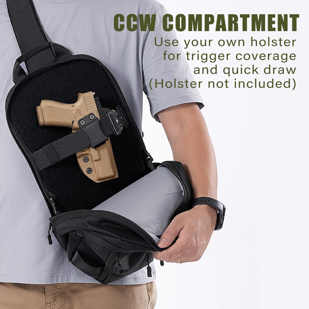 MUNALO Concealed Carry Bag for Men & Women - CCW Sling Bag, Tactical Crossbody/Cross Body EDC Holster Bags for Pistol/Gun - Ideal for Trigger Coverage & Quick Draw Access