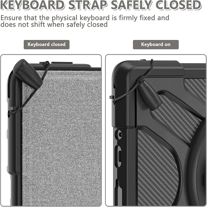 Junfire Protective Case for Microsoft Surface Go 4/3/2/1 | 360° Rotating Stand Hand Strap Shoulder Strap Pencil Holder Heavy Duty Shockproof Black