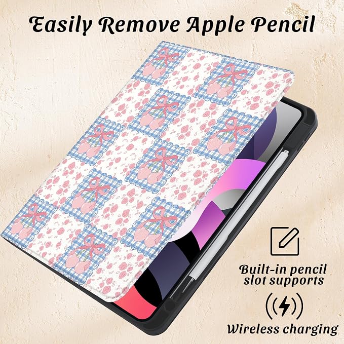 Cute Maple Bear Case for 10.2 iPad 2019/2020/2021(7th/8th/9th Gen) with Pencil Holder Auto Wake/Sleep Leather Soft TPU Back Cover for Women Girls