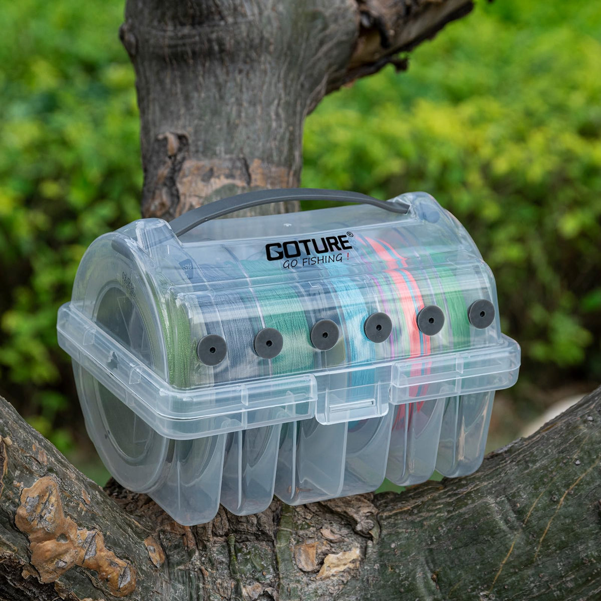 Goture Anti-Tangle Fishing Line Storage Box, 6 Slots (2 Large+4 Standard)