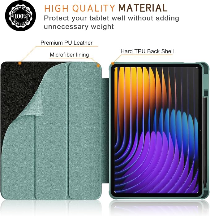 Case Compatible with Xiaomi pad 7/7 Pro 11.2 2024Slim Drop Protection Tri-Fold with Hard Shell Transparent Back and Pen Holder Stand Smart Cover with Auto Wake/SleepBlack