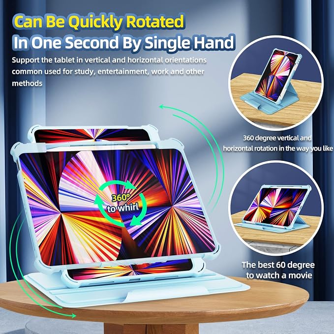 Kids Case for iPad Pro 11 M5/M4 &amp iPad Air 11 (2026/2025/2024) Shockproof Case with Pencil Holder Techcircle Light EVA Foam Handle Stand Bumper Protective Child Friendly Drop Proof Cover Black