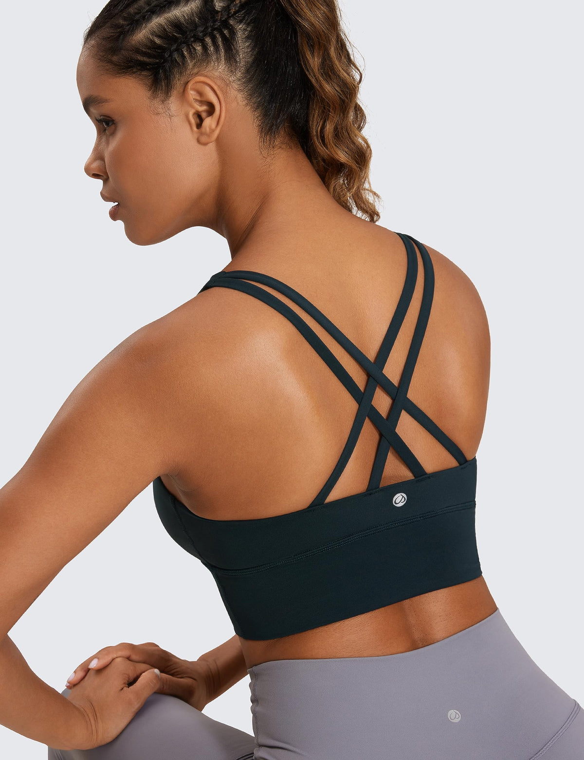 CRZ YOGA Naked Feeling Longline Sports Bras True Navy Medium