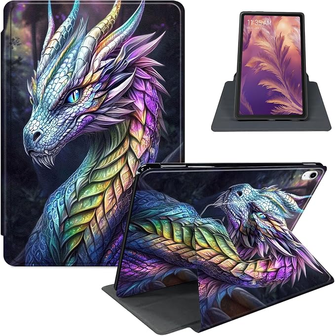 for iPad 11th Generation (A16 2025) 11 / iPad 10th Gen 10.9 2022 Case 360° Rotating PU Leather Stand Cover with Auto Sleep/Wake Shockproof TPU Backl Raccoon Perched