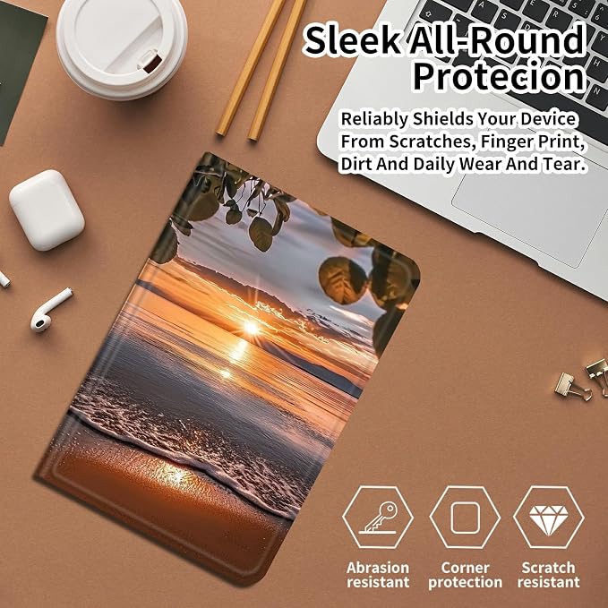 Case for Amazon Fire 7 Tablet 2019/2017 Release 9th/7th Generation PU Leather Smart Protective Cover with Auto Sleep/Wake for Fire 7 2019Beautiful Sunset