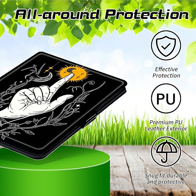 for Walmart Onn 10.1 2024 Onn 10.1 Gen 4 Universal Tablet Case 360 Degree Rotating Kickstand Protective Stand Case with Multiple Viewing PU Leather Shell Case Black Book Cat